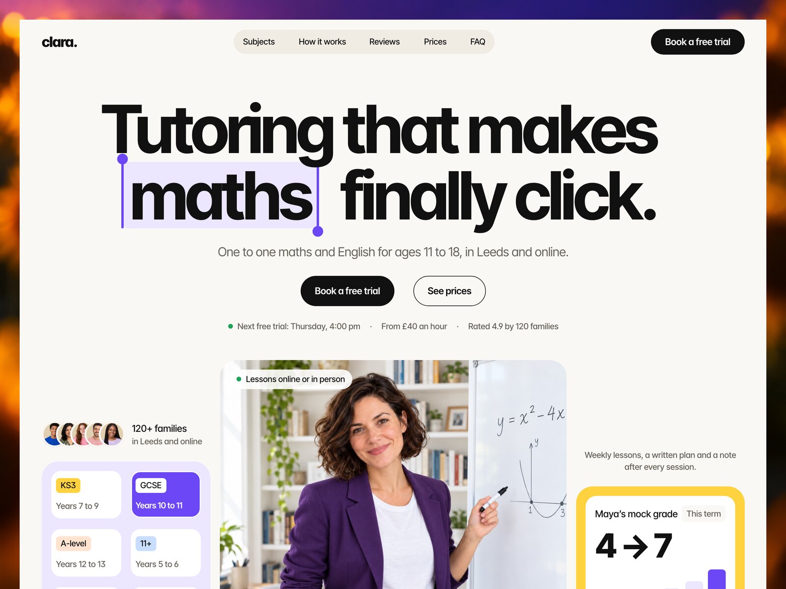 Clara Tutor website template