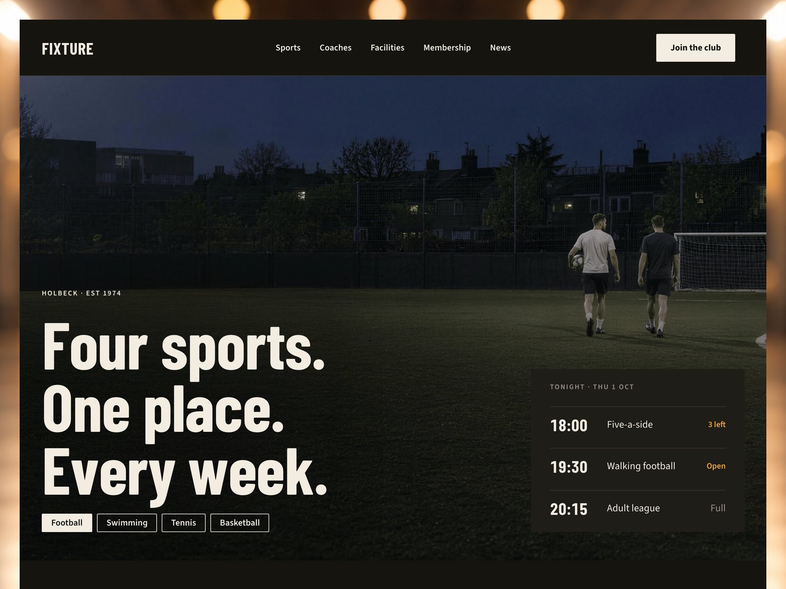Fixture website template